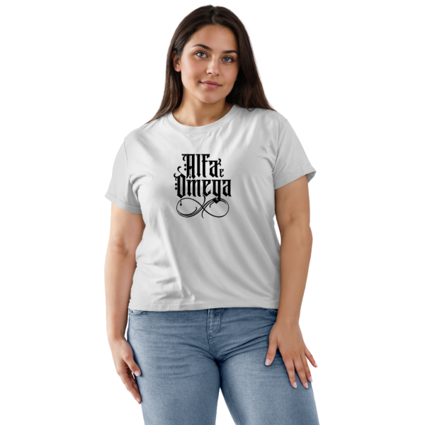 Camiseta Feminina Branca Alfa e Ômega