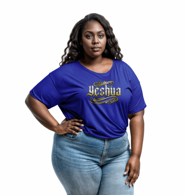 Camiseta Feminina Plus Size Azul Royal Yeshua - A tua presença me basta
