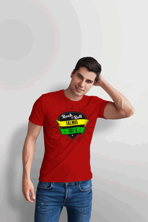 Camiseta Masculina Vermelha Rock and Roll – Salmos 33:1-3