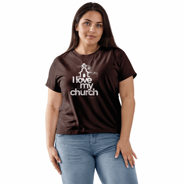 Camiseta Feminina Marrom I love my church