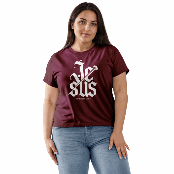 Camiseta Feminina Vinho Jesus – Filipenses 2:5-11