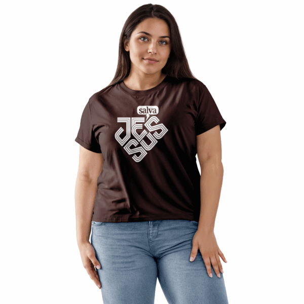 Camiseta Feminina Marrom Jesus Salva