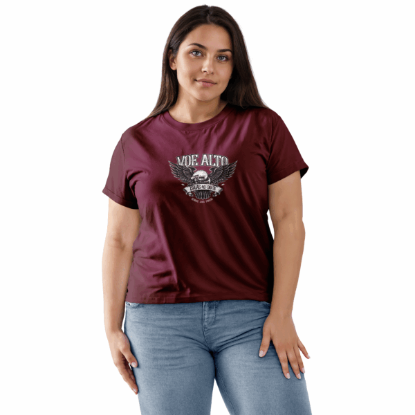 Camiseta Feminina Vinho Voe alto. Renove suas forças – Isaías 40:30-31