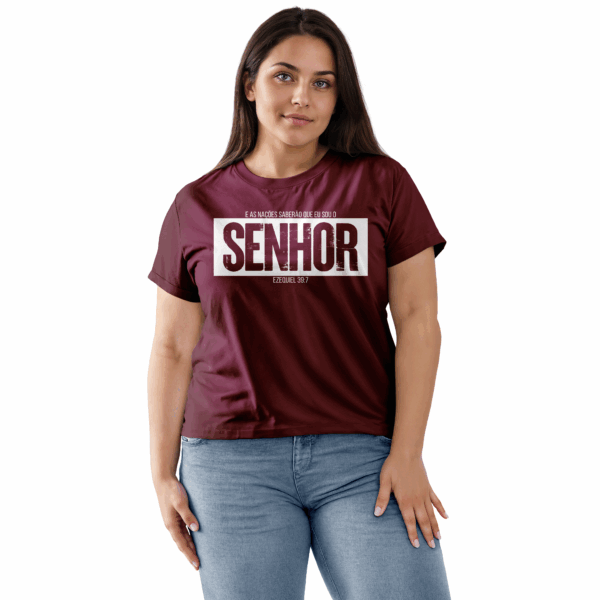 Camiseta Feminina Vinho E as nações saberão que eu sou o Senhor – Ezequiel 39:7