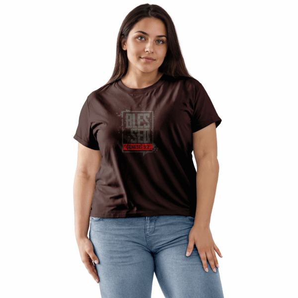 Camiseta Feminina Marrom Blessed – Genesis 5:2