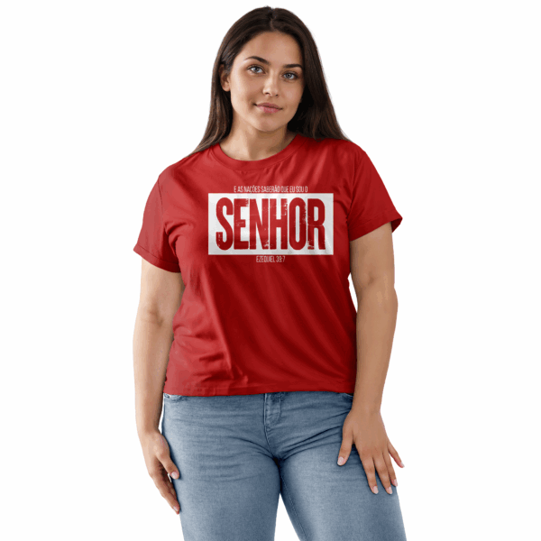Camiseta Feminina Vermelha E as nações saberão que eu sou o Senhor – Ezequiel  39:7
