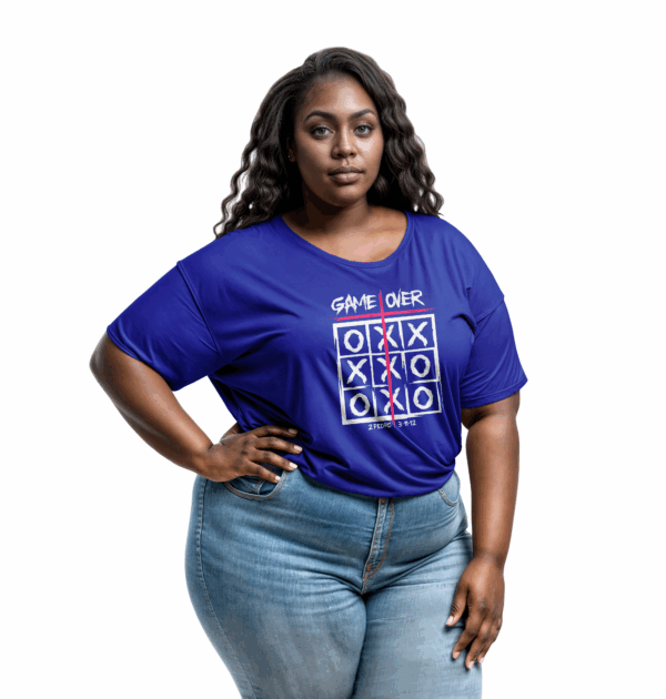 Camiseta Feminina Plus Size Azul Royal Game Over – 2Pedro 3:11-12