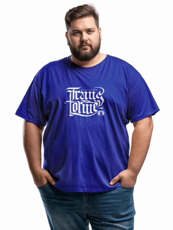 Camiseta Masculina Plus Size Azul Royal A Deus toda Glória