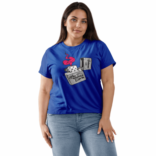 Camiseta Feminina Azul Royal Não apaguem o Espírito – Tessalonicenses 5:19