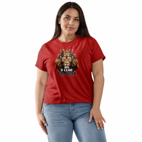 Camiseta Feminina Vermelha O leão de Judá