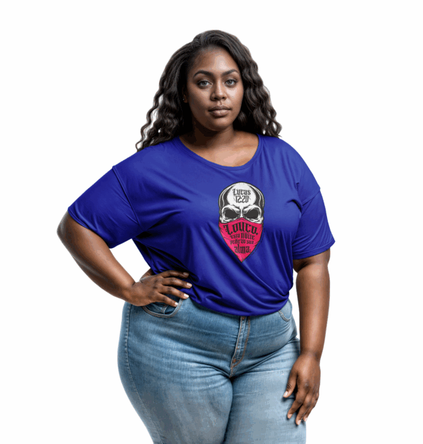 Camiseta Feminina Plus Size Azul Royal Louco, esta noite pedirão sua alma – Lucas 12:20