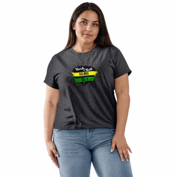Camiseta Feminina Cinza Chumbo Rock and Roll – Salmos 33:1-3