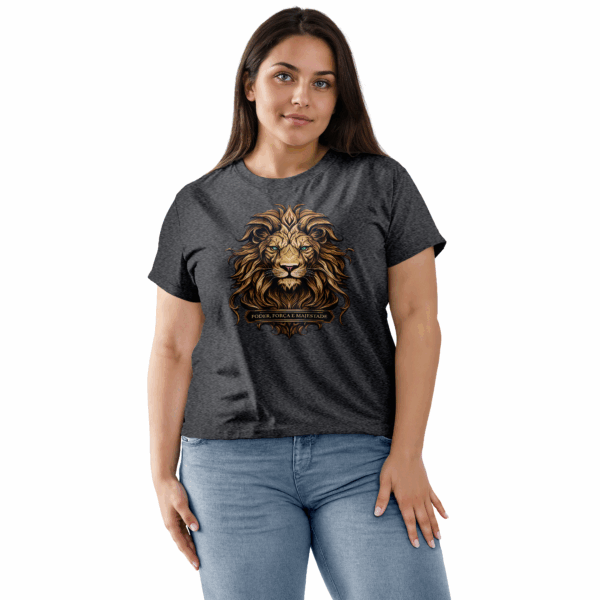 Camiseta Feminina Cinza Chumbo Poder, força e majestade