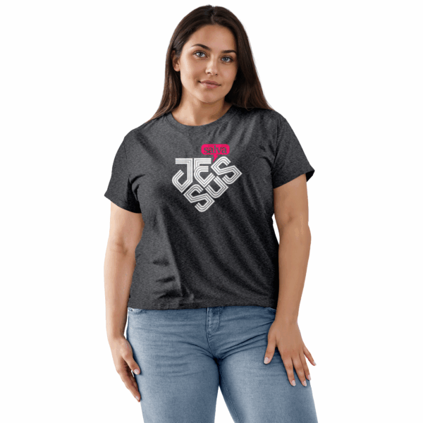 Camiseta Feminina Cinza Chumbo Jesus Salva