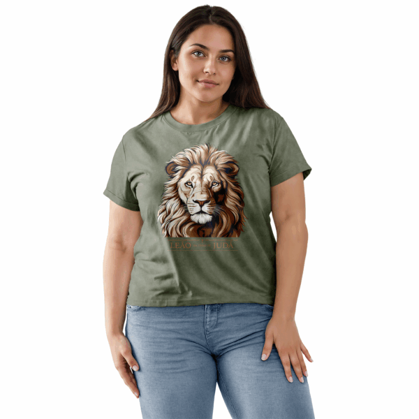 Camiseta  Feminina Estonada Verde Leão da Tribo de Judá