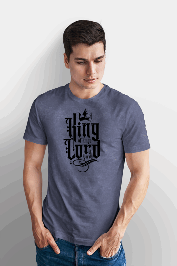 Camiseta Estonada Masculina Azul King of Kings Lord of Lords