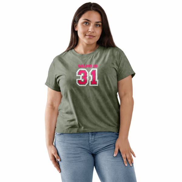 Camiseta Estonada Feminina Verde Salmo 18:31