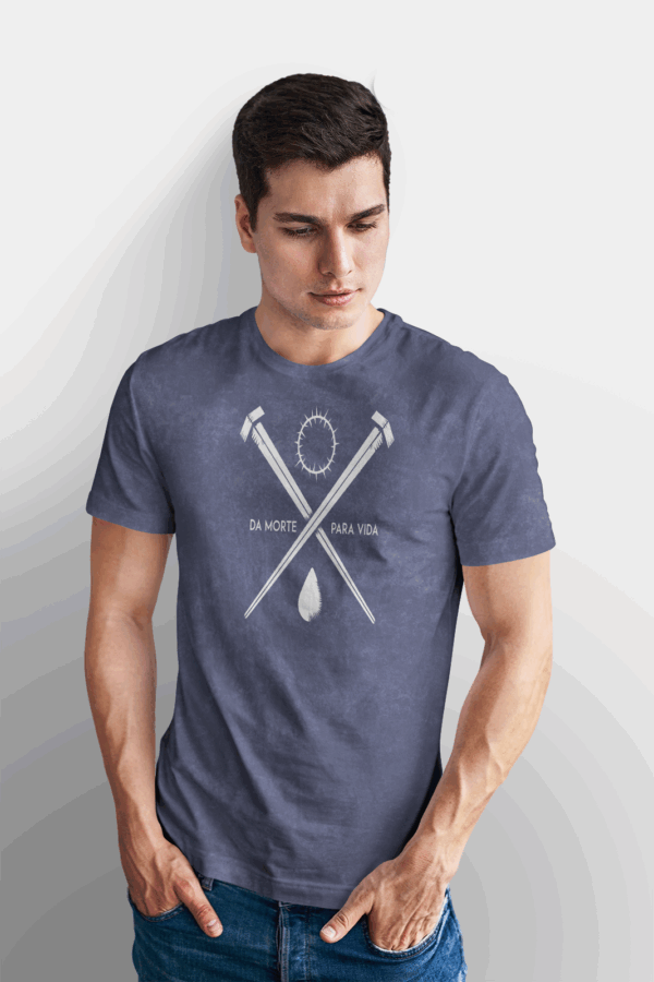 Camiseta Estonada Masculina Azul Da morte para a vida