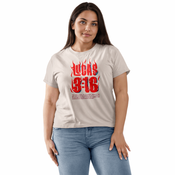 Camiseta Estonada Feminina Bege Lucas 3:16
