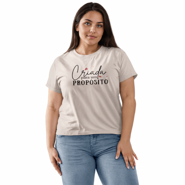 Camiseta Estonada Feminina Bege Criada para um propósito